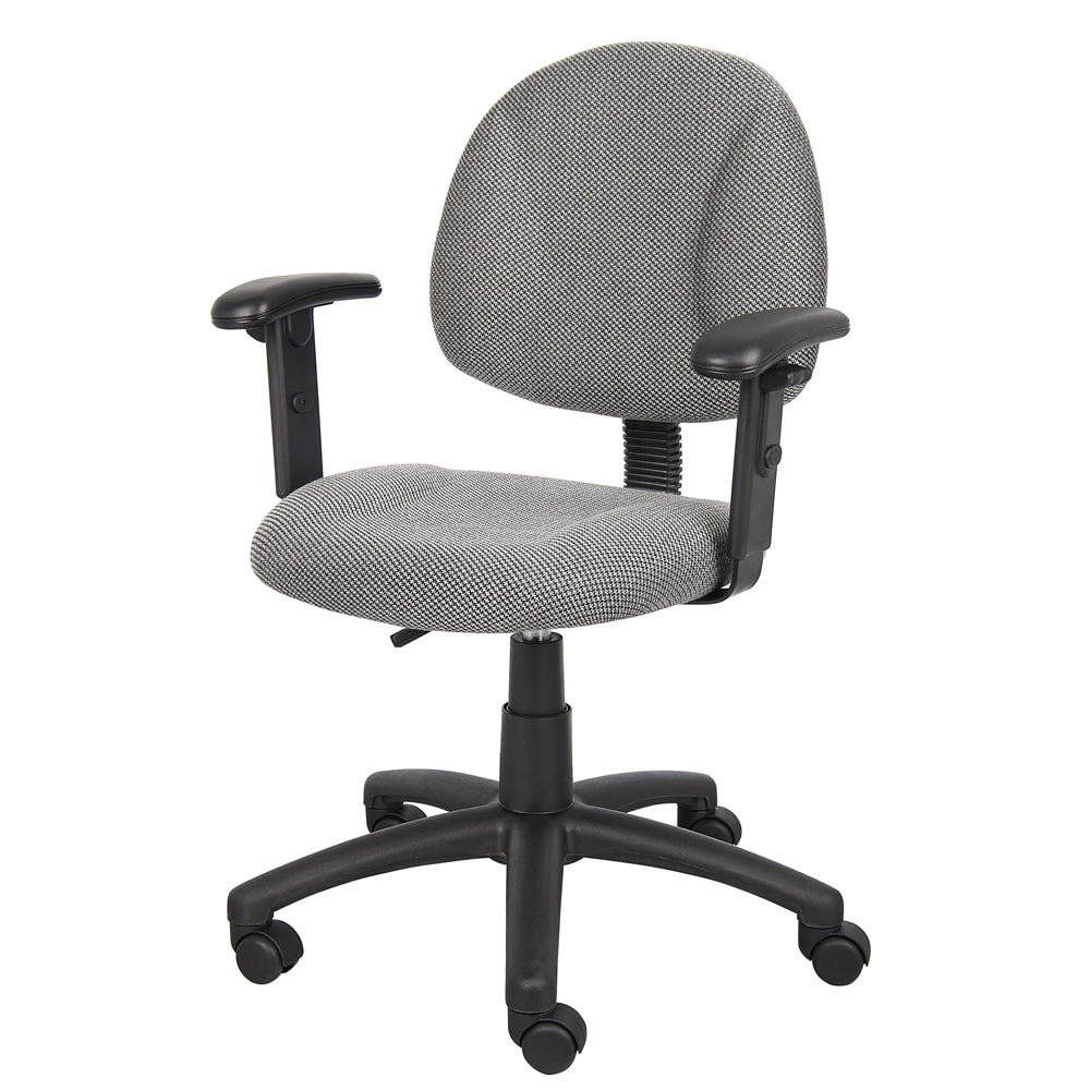 Boss Grey  Deluxe Posture Chair W/ Adjustable Arms