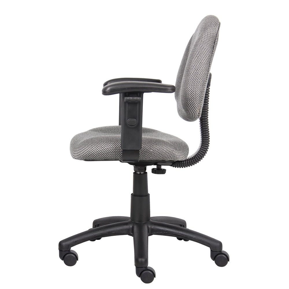 Boss Grey  Deluxe Posture Chair W/ Adjustable Arms