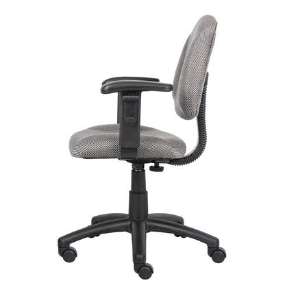Boss Grey  Deluxe Posture Chair W/ Adjustable Arms