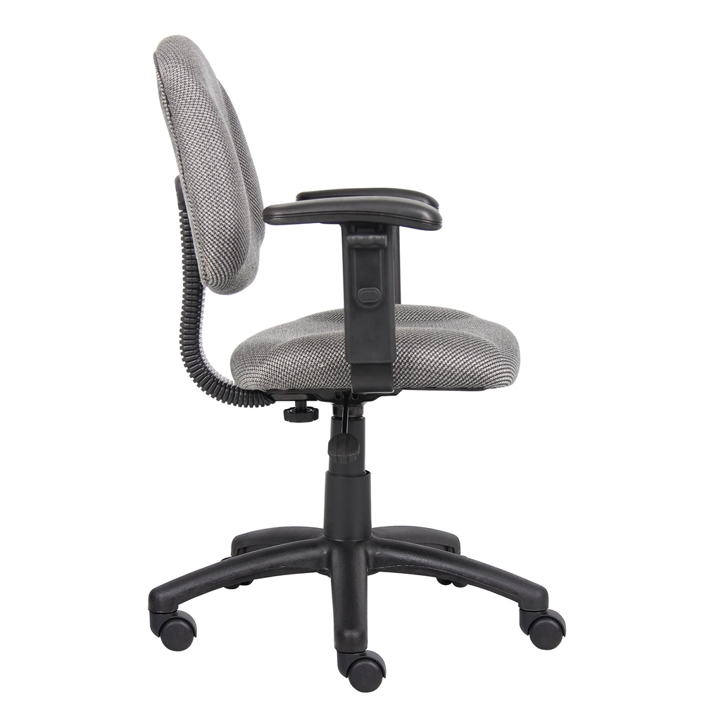 Boss Grey  Deluxe Posture Chair W/ Adjustable Arms
