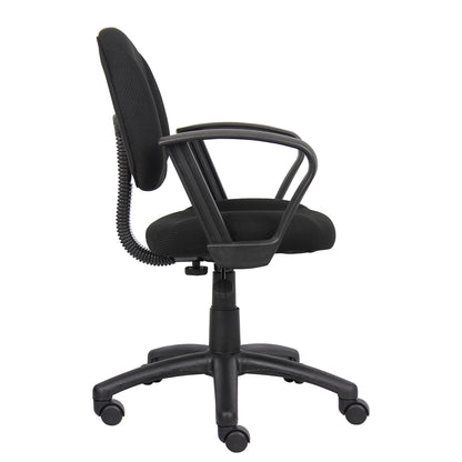 Boss Black  Deluxe Posture Chair W/ Loop Arms
