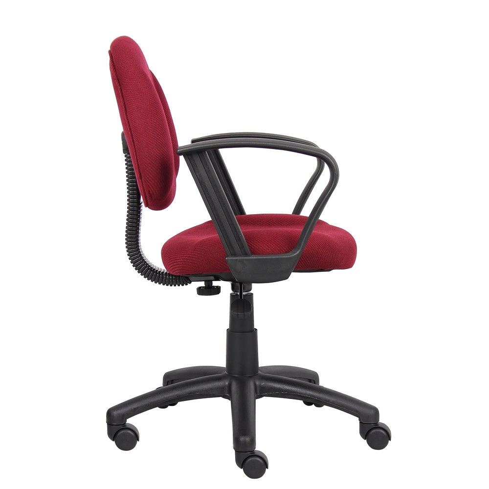 Boss Burgundy  Deluxe Posture Chair W/ Loop Arms