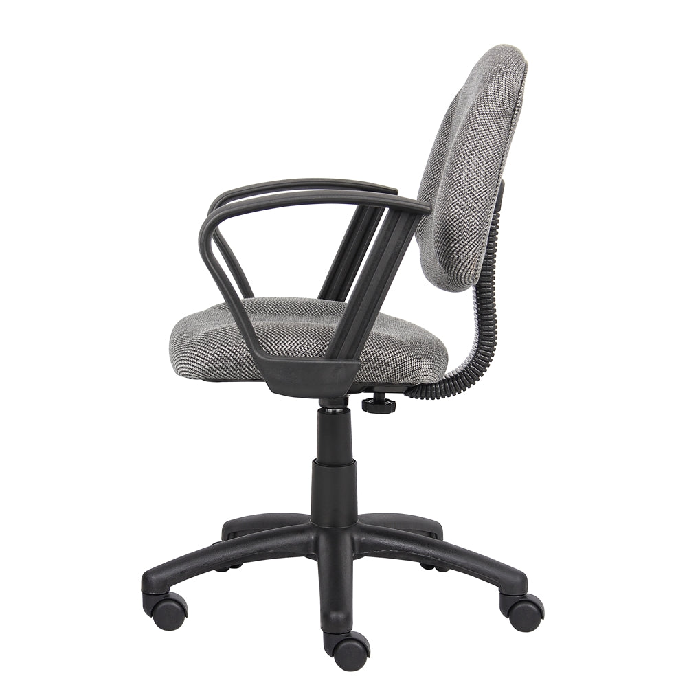 Boss Grey  Deluxe Posture Chair W/ Loop Arms