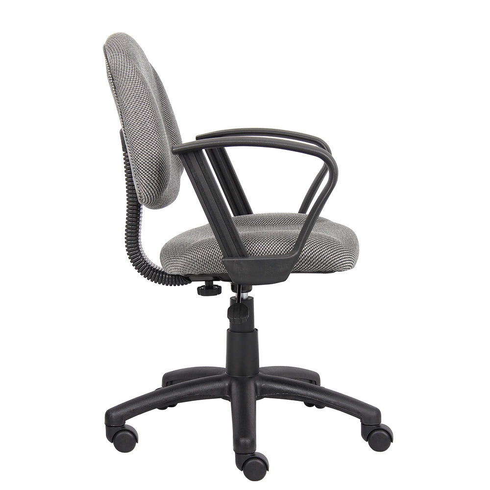 Boss Grey  Deluxe Posture Chair W/ Loop Arms