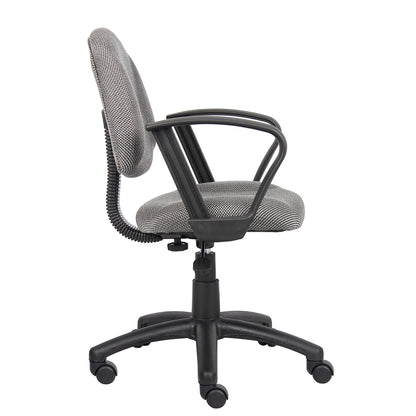Boss Grey  Deluxe Posture Chair W/ Loop Arms