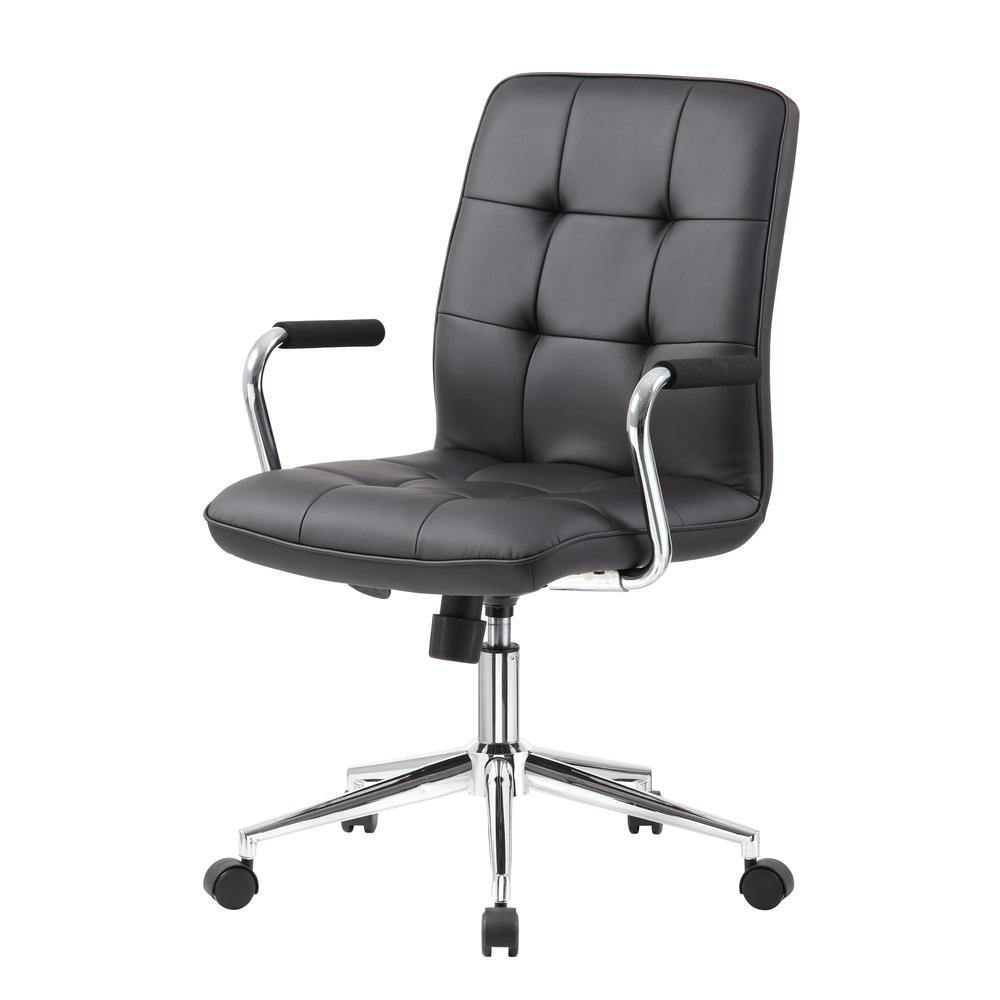 Boss Modern Office Chair w/Chrome Arms - Black