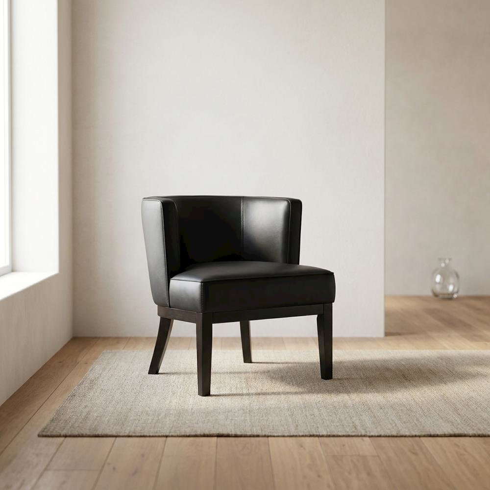 Caressoft-Upholstered Armless Accent Chair with 4-Leg Base, Mid-Century Modern