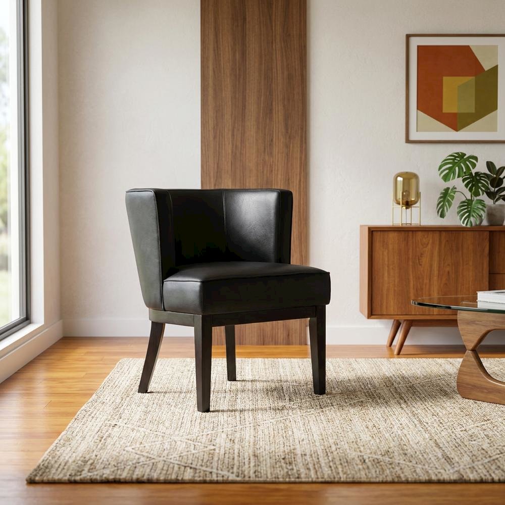 Caressoft-Upholstered Armless Accent Chair with 4-Leg Base, Mid-Century Modern