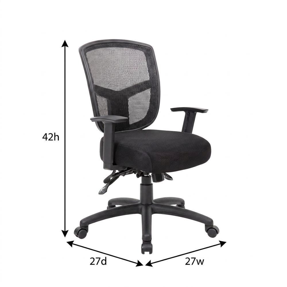 Mesh Task Chair with Adjustable Arms and Dual-Wheel Nylon Casters for Office
