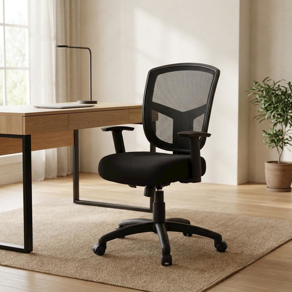 Mesh Task Chair with Adjustable Arms and Dual-Wheel Nylon Casters for Office