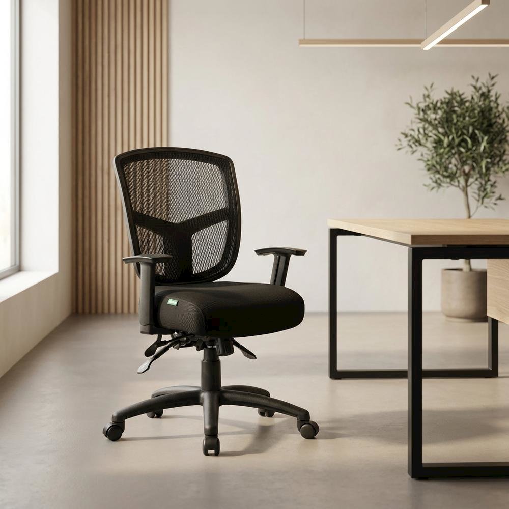 Mesh Task Chair with Adjustable Arms and Dual-Wheel Nylon Casters for Office
