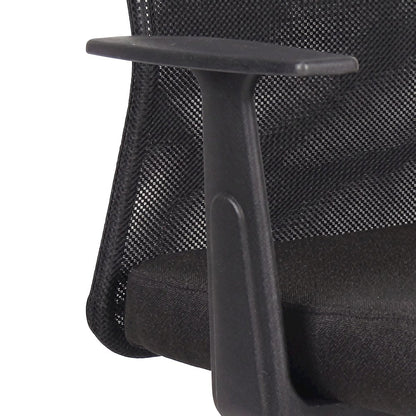 Bison Office Mesh Task Chair with T-Arms and Dual-Wheel Casters, Black