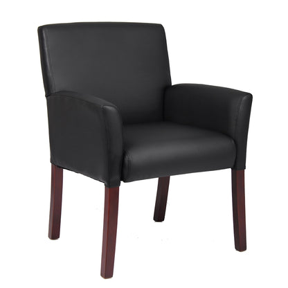 Boss Box Arm Guest Chair W/Mahogany Finish
