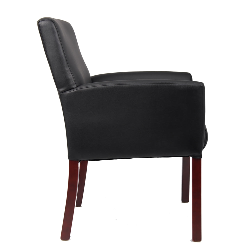 Boss Box Arm Guest Chair W/Mahogany Finish