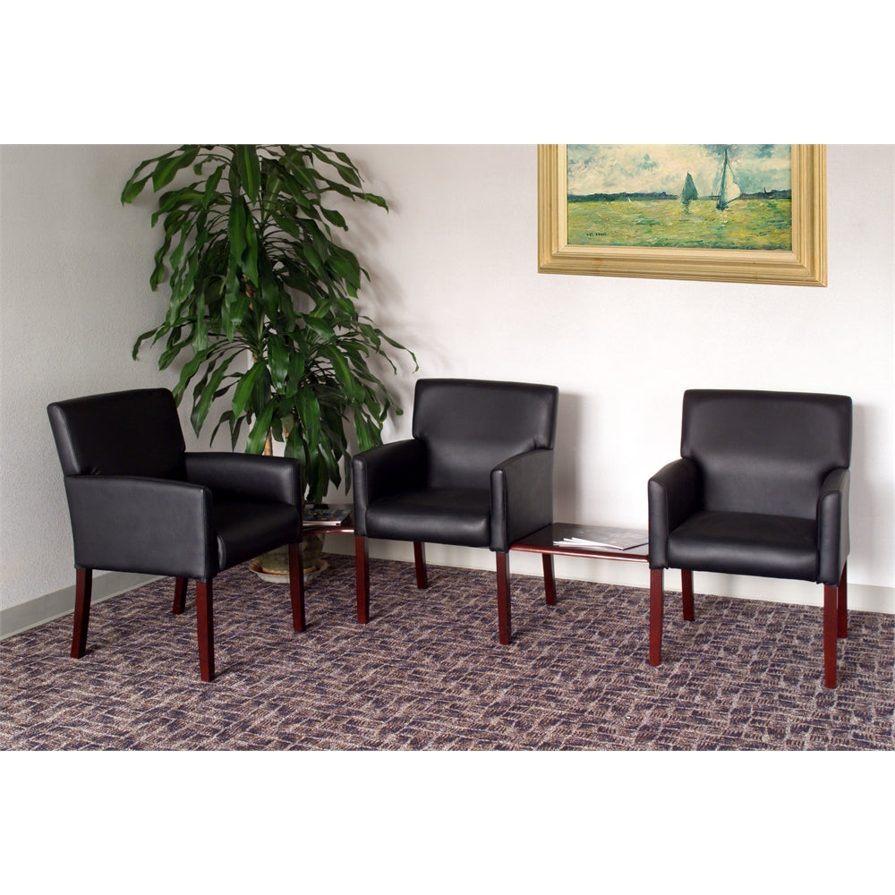 Boss Reception Box Arm Chair W/Mahogany Finish