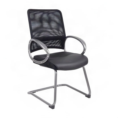 Bison Office Mesh Guest Chair with Pewter Cantilever Base, Black