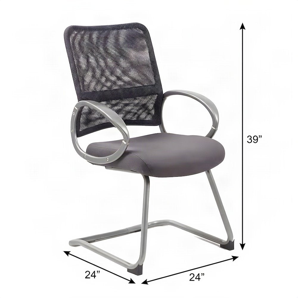 Bison Office Mesh Guest Chair with Pewter Cantilever Base, Charcoal Grey