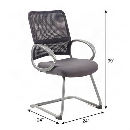 Bison Office Mesh Guest Chair with Pewter Cantilever Base, Charcoal Grey
