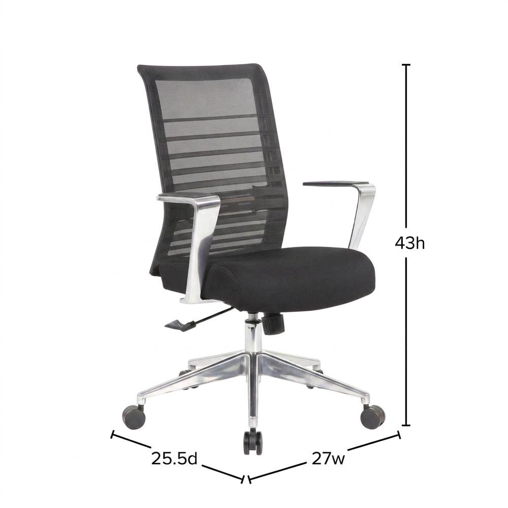 Mesh Task Chair with Adjustable Arms, Lumbar Support, and Aluminum Base