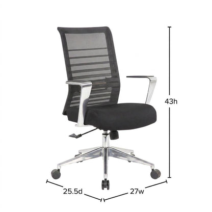Mesh Task Chair with Adjustable Arms, Lumbar Support, and Aluminum Base