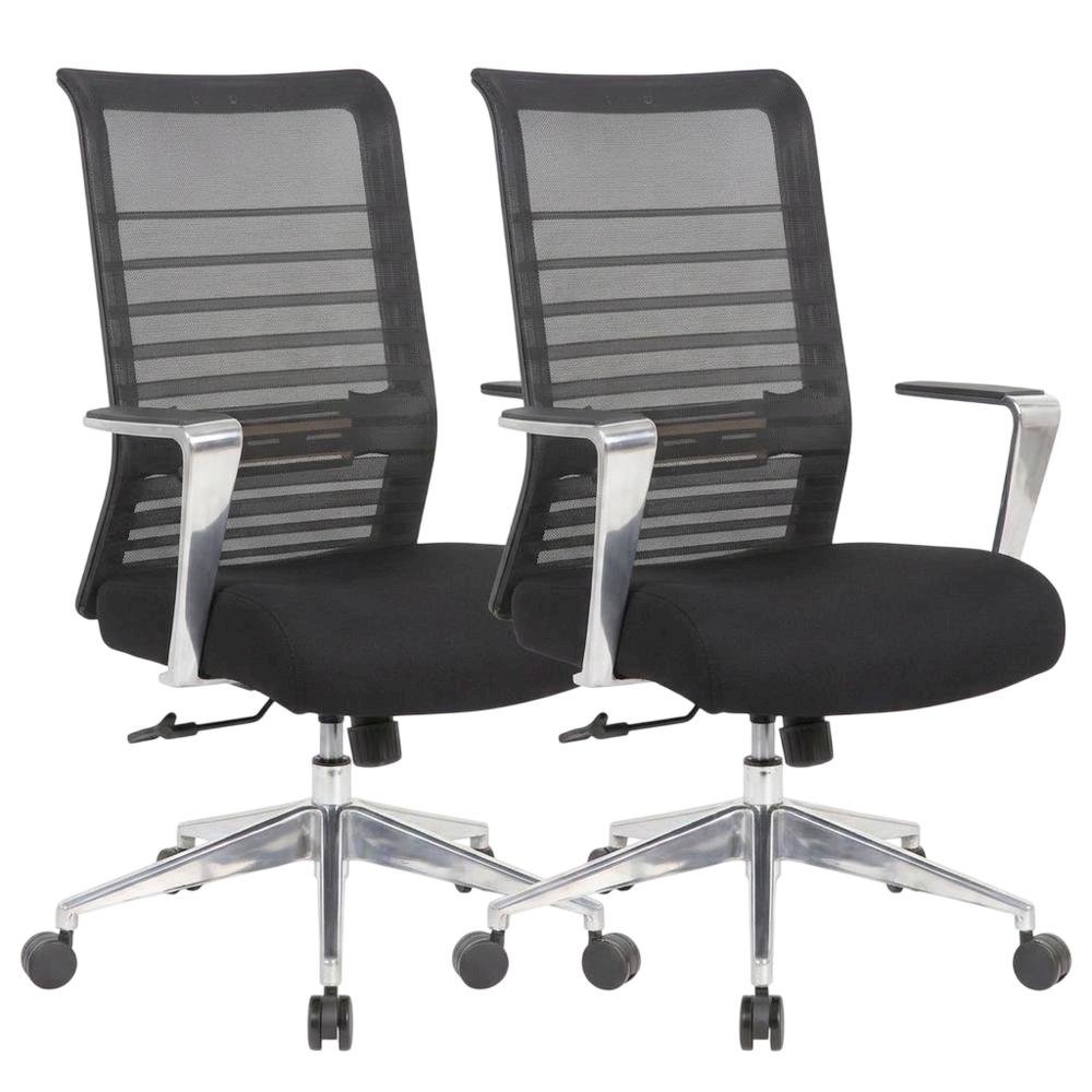 Mesh Task Chair with Adjustable Arms, Lumbar Support, and Aluminum Base