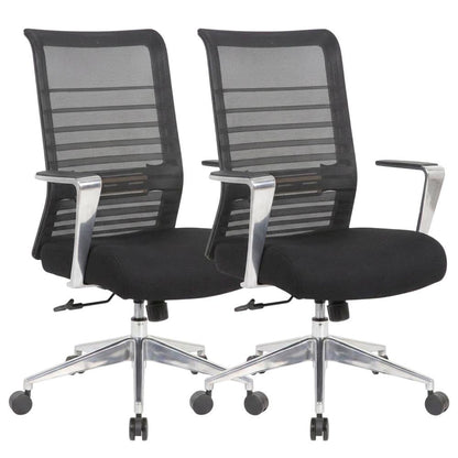 Mesh Task Chair with Adjustable Arms, Lumbar Support, and Aluminum Base