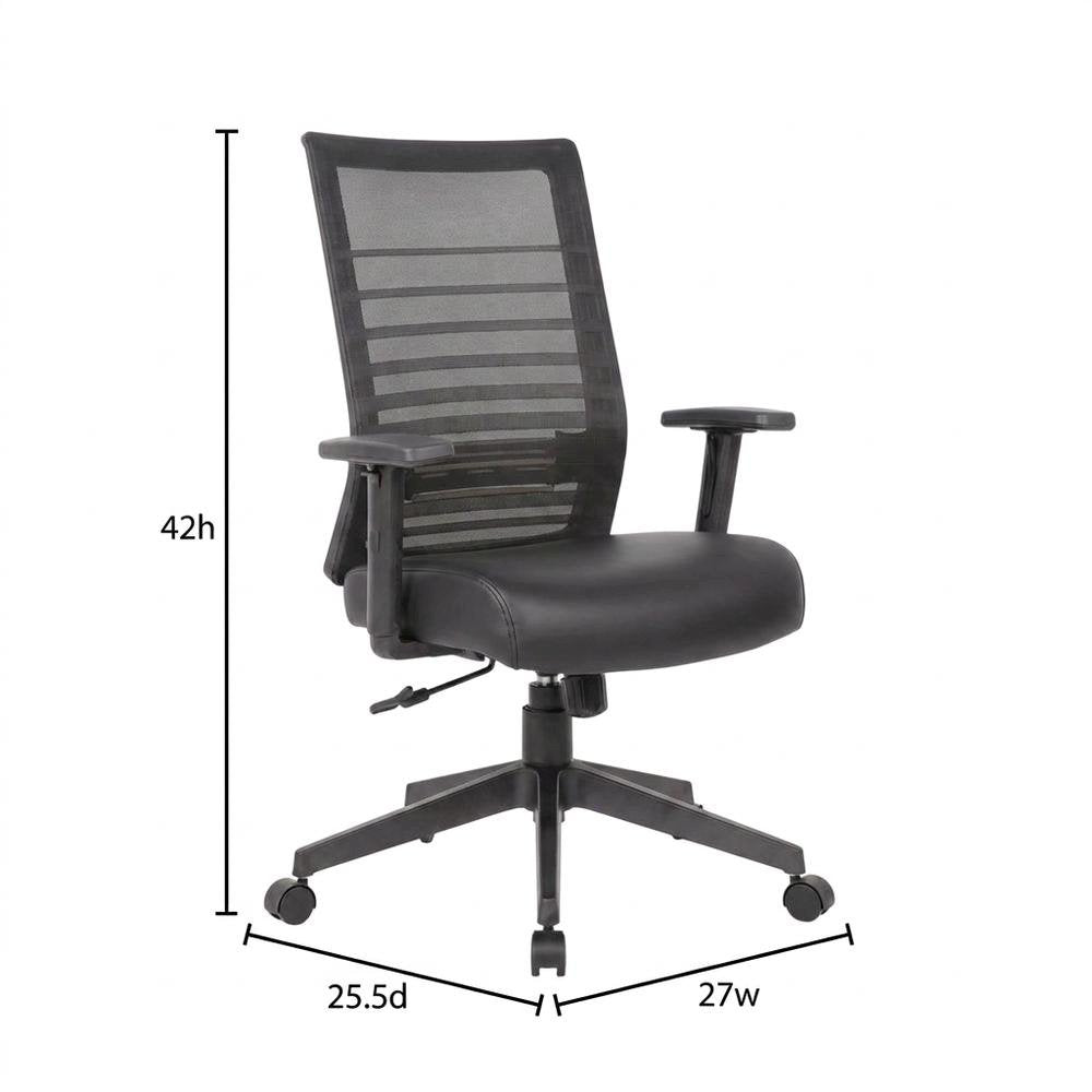Mesh Task Chair with Adjustable Arms, Nylon Base, and Dual-Wheel Casters