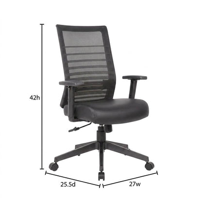 Mesh Task Chair with Adjustable Arms, Nylon Base, and Dual-Wheel Casters