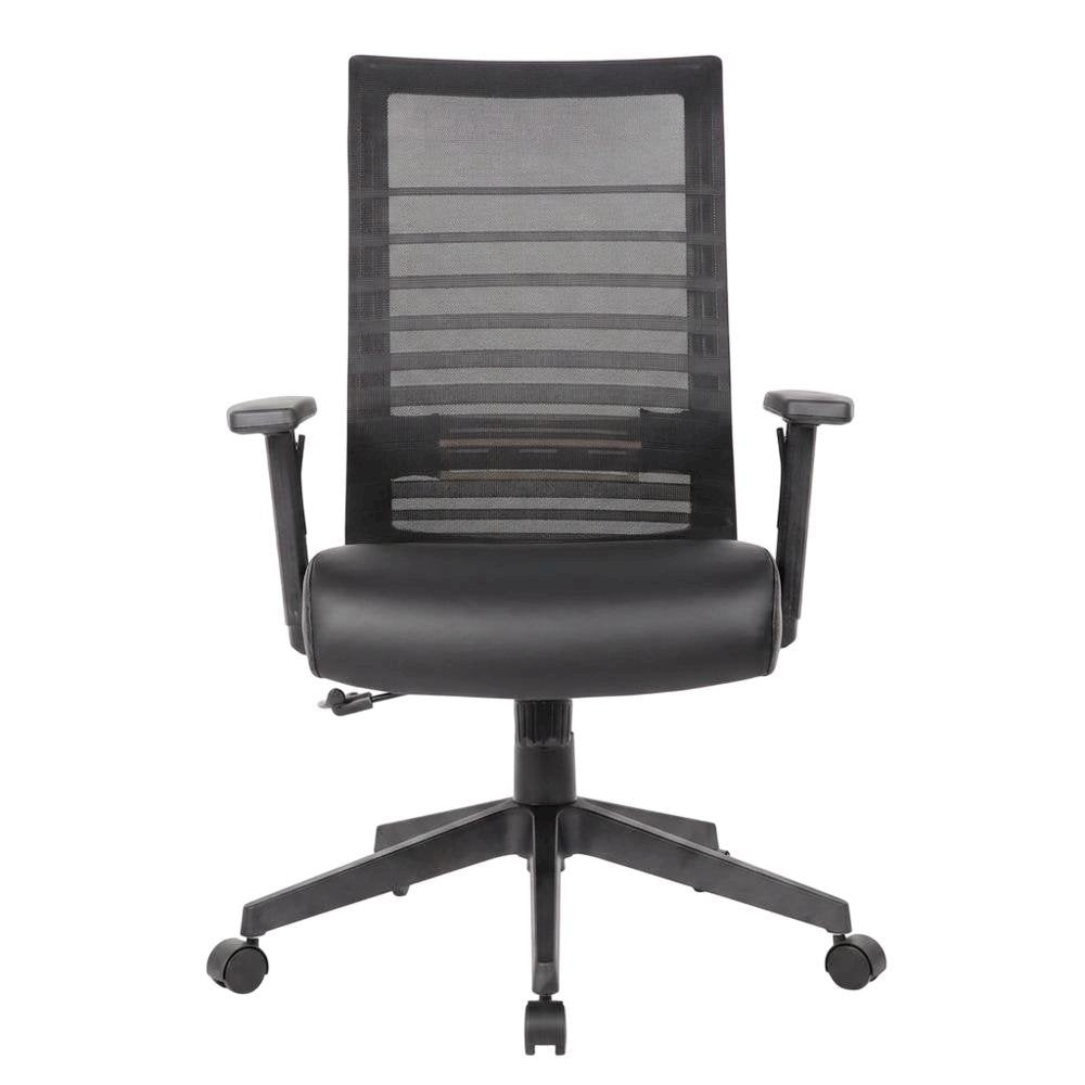 Mesh Task Chair with Adjustable Arms, Nylon Base, and Dual-Wheel Casters