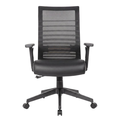 Mesh Task Chair with Adjustable Arms, Nylon Base, and Dual-Wheel Casters