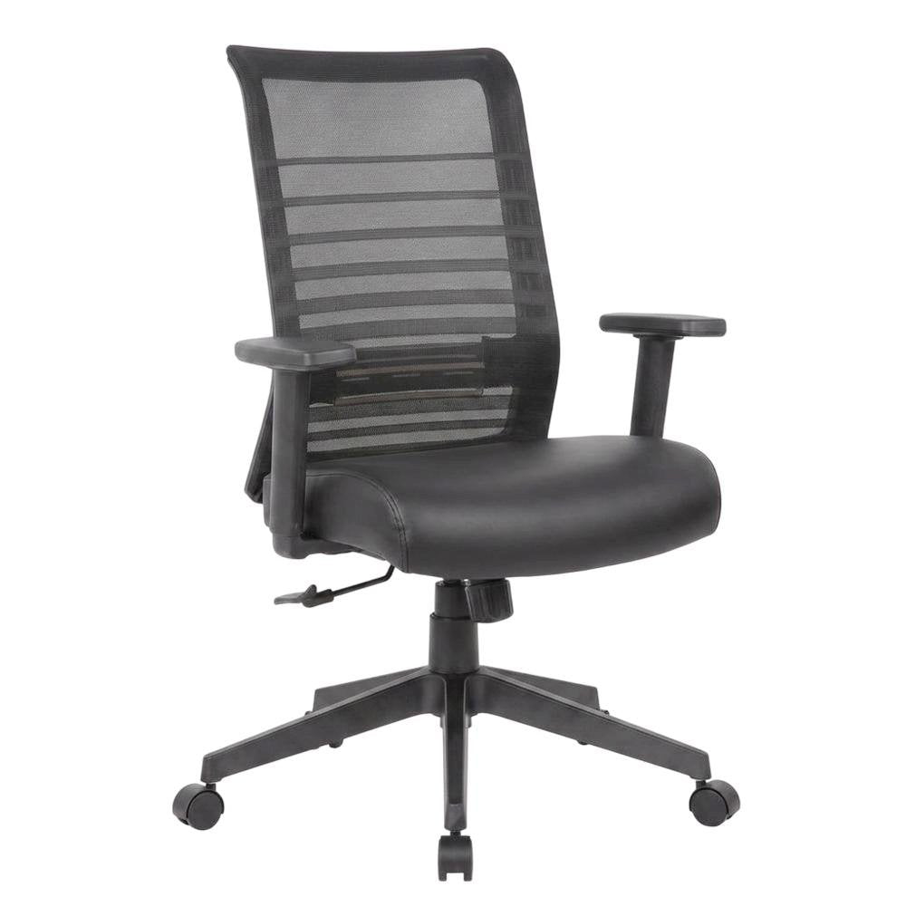 Mesh Task Chair with Adjustable Arms, Nylon Base, and Dual-Wheel Casters
