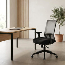 Mesh Mid-Back Task Chair with Adjustable Arms and Lumbar Support for Home, Black