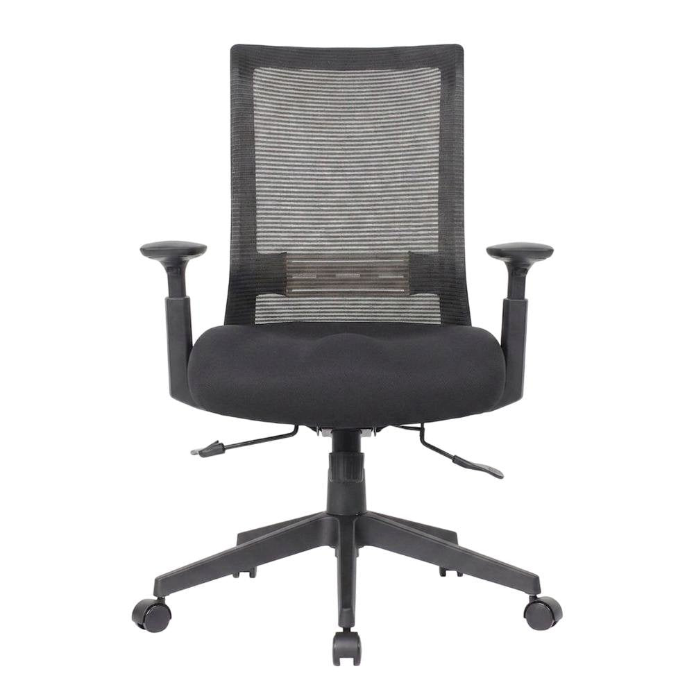 Mesh Mid-Back Task Chair with Adjustable Arms and Lumbar Support for Home, Black