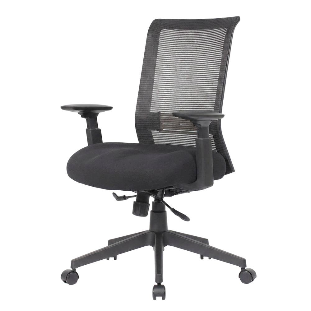 Mesh Mid-Back Task Chair with Adjustable Arms and Lumbar Support for Home, Black