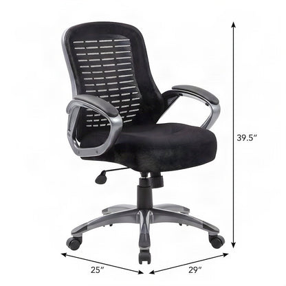 Bison Office High Back Mesh Task Chair with Gunmetal Nylon Base, Black