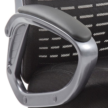 Bison Office High Back Mesh Task Chair with Gunmetal Nylon Base, Black