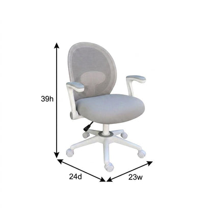 Mesh High-Back Task Chair with Flip Arms and Adjustable Seat Height, Grey