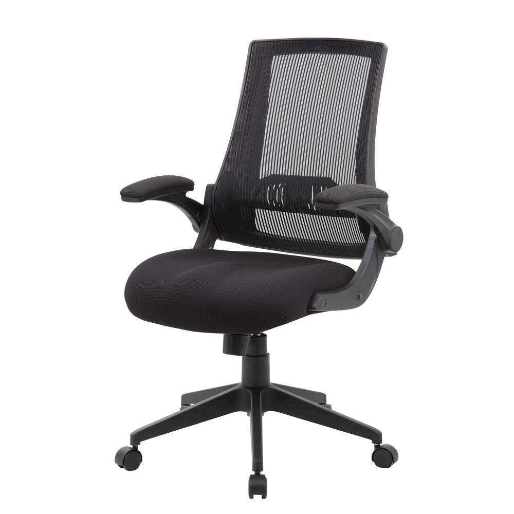 Boss Black Mesh Flip Arm Chair