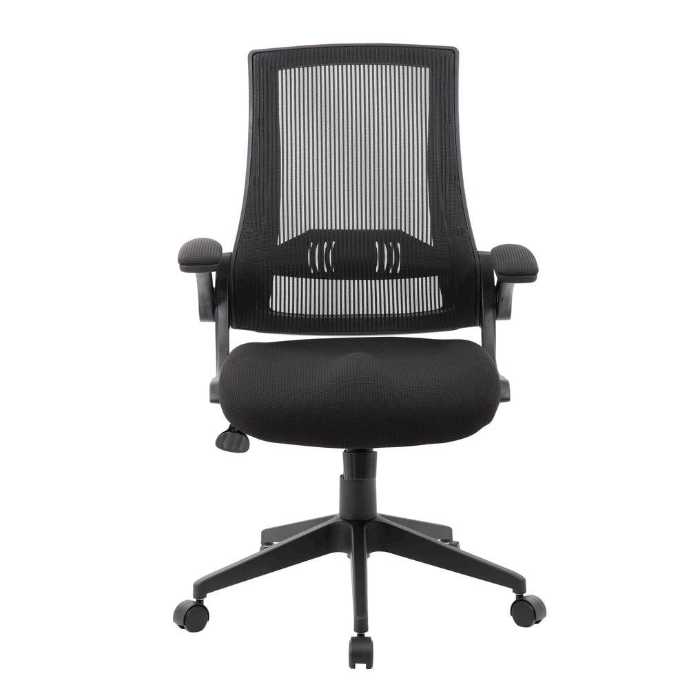 Boss Black Mesh Flip Arm Chair