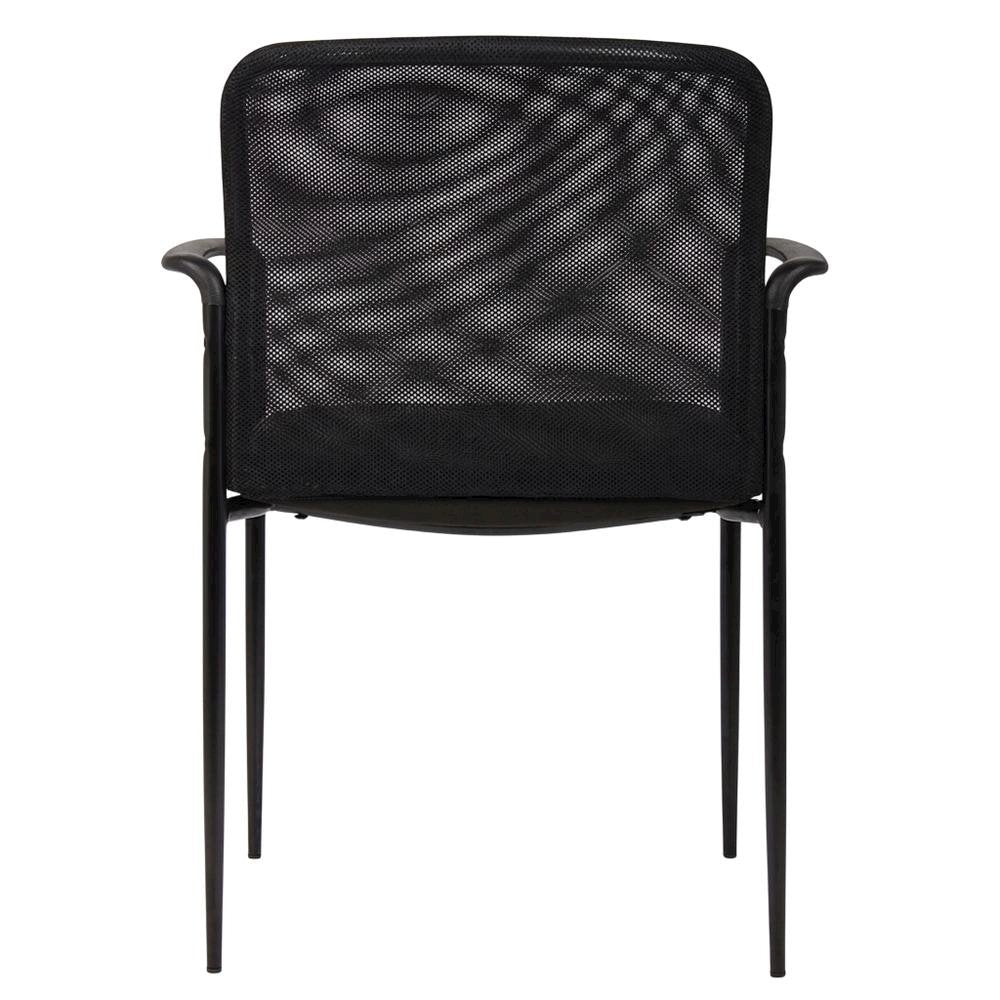 Mesh Guest Chair with Steel Tubular Four-Leg Base, Arms, and Breathable Back