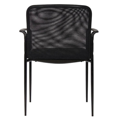 Mesh Guest Chair with Steel Tubular Four-Leg Base, Arms, and Breathable Back