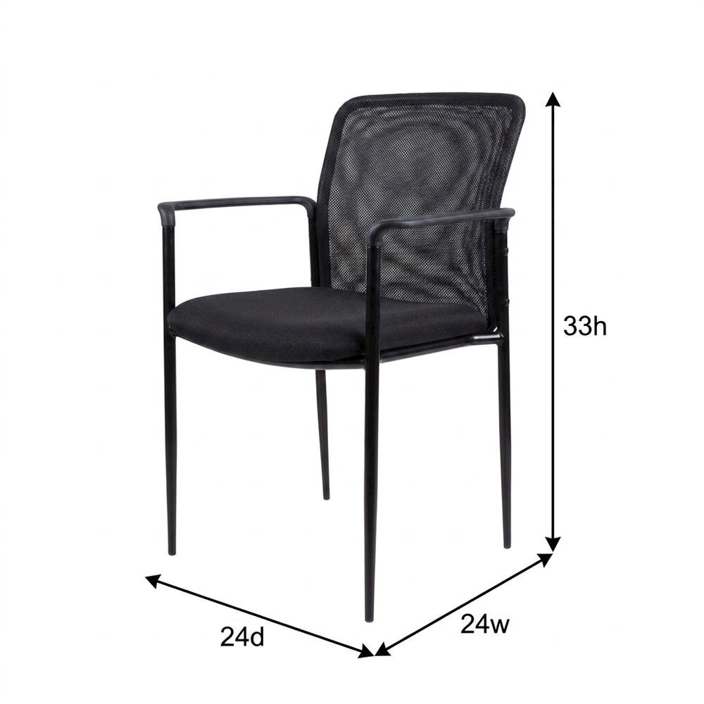 Mesh Guest Chair with Steel Tubular Four-Leg Base, Arms, and Breathable Back