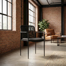 Mesh Guest Chair with Steel Tubular Four-Leg Base, Arms, and Breathable Back