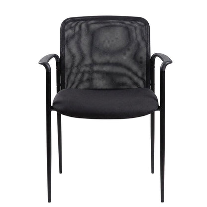 Mesh Guest Chair with Steel Tubular Four-Leg Base, Arms, and Breathable Back