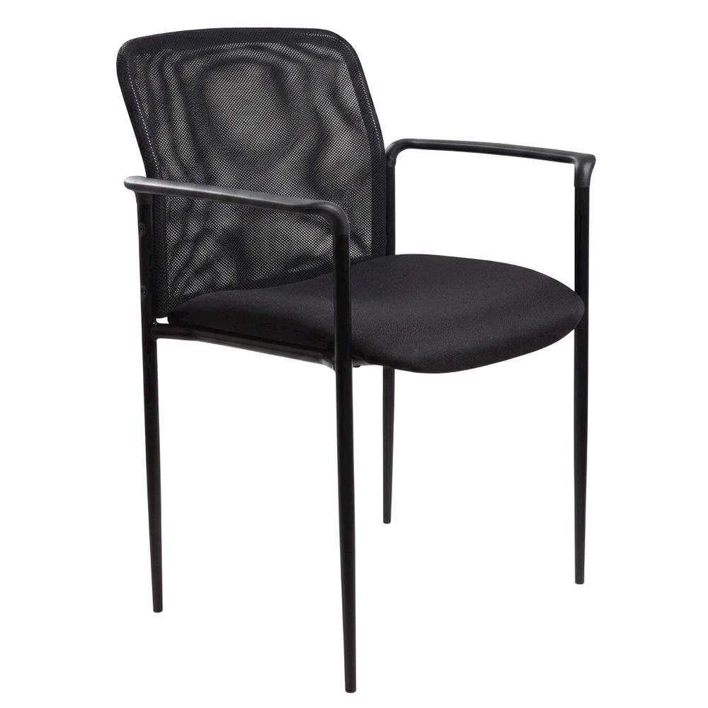 Mesh Guest Chair with Steel Tubular Four-Leg Base, Arms, and Breathable Back