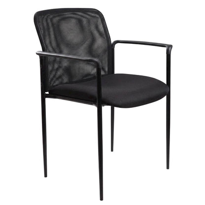 Mesh Guest Chair with Steel Tubular Four-Leg Base, Arms, and Breathable Back