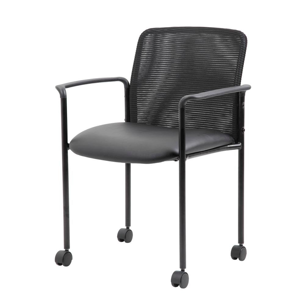 Boss Mesh Guest Chair with Casters, Black