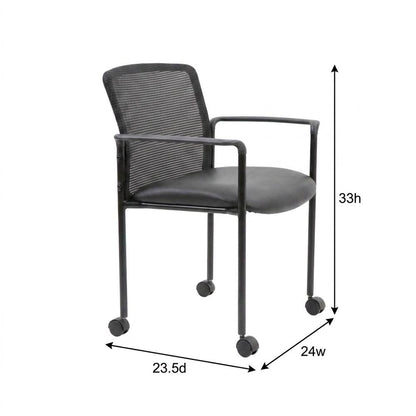 Mesh and Caressoft Guest Chair with Dual-Wheel Casters, Tubular Steel Base