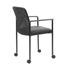 Mesh and Caressoft Guest Chair with Dual-Wheel Casters, Tubular Steel Base