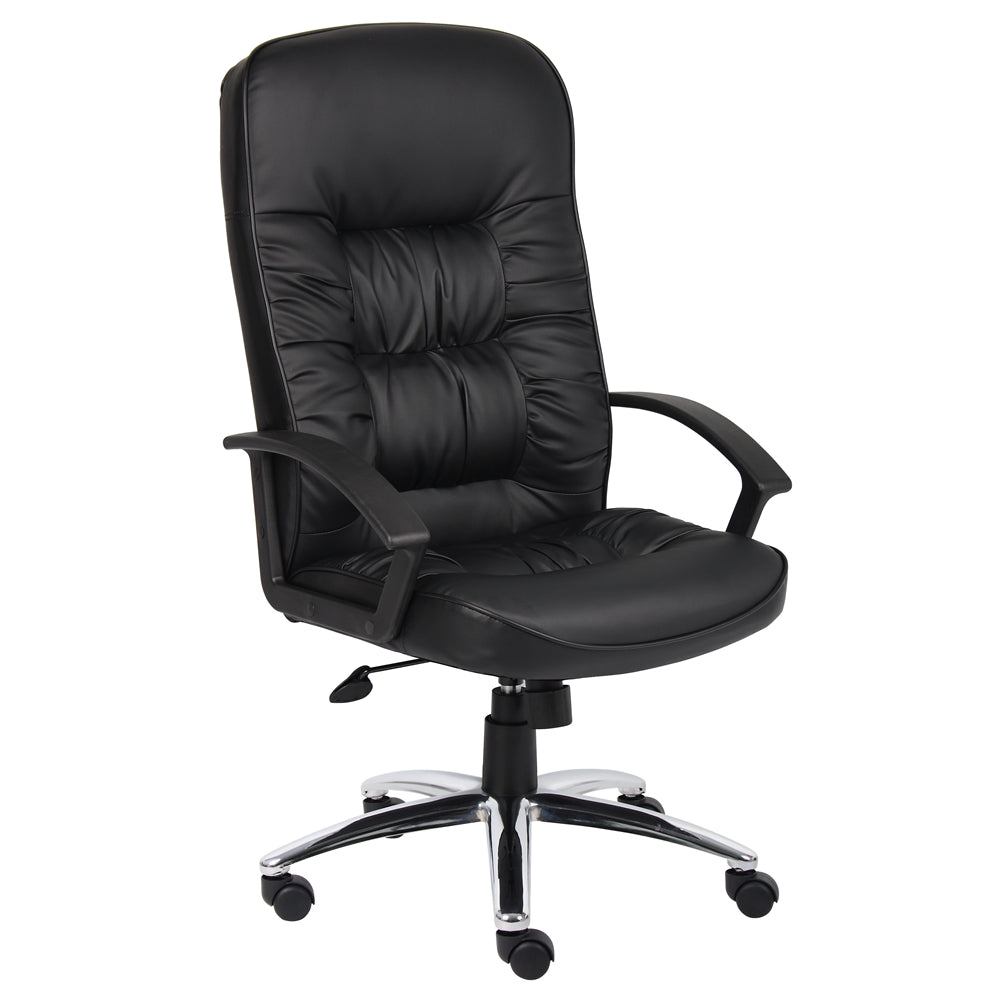 Boss High Back LeatherPlus Chair W/ Chrome Base